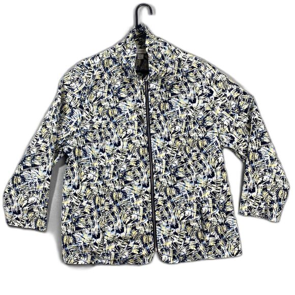 CJ Banks Jackets & Blazers - CJ Banks Jacket MultiColor Flower Zip-Up Jacket Blouse Drawstring Collar Size 3X